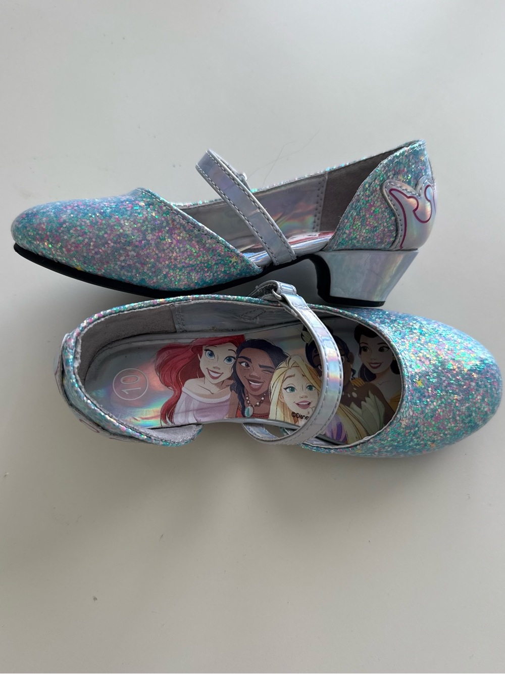 Disney Girls Sparkle Princess High Heel Shoes in Iridescent Blue
